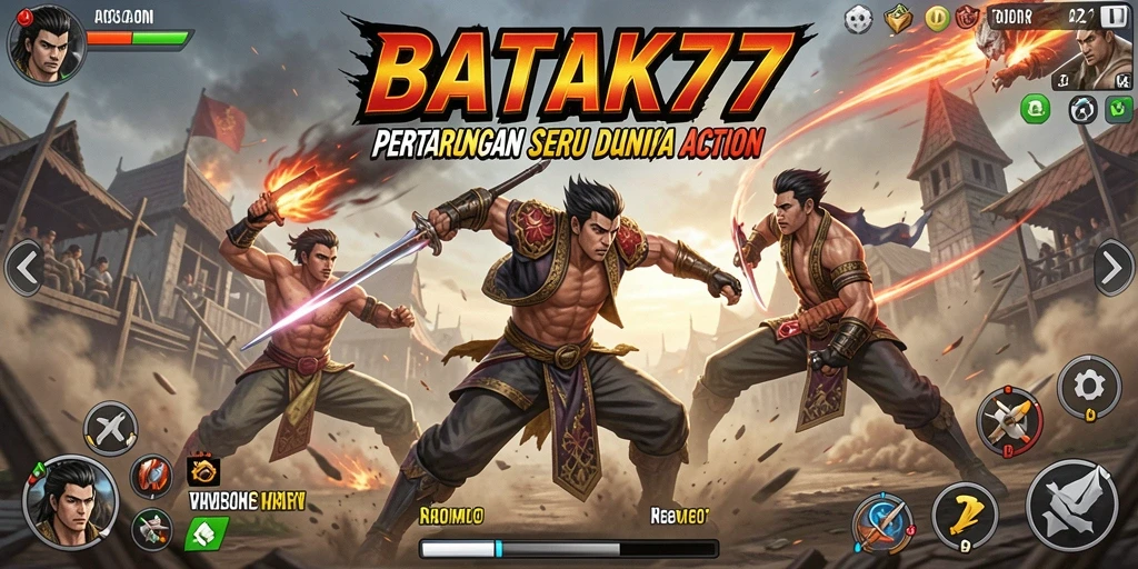 Tampilan aksi seru dalam gameplay BATIK77 dengan pertarungan yang mendebarkan.