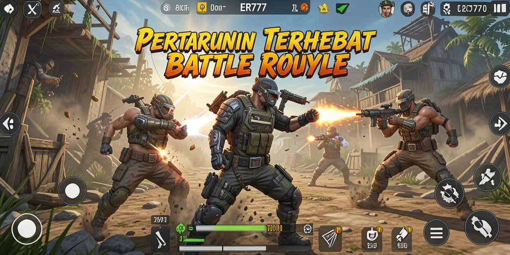 Screenshot gameplay ER777 yang menegangkan saat pertarungan Battle Royale.