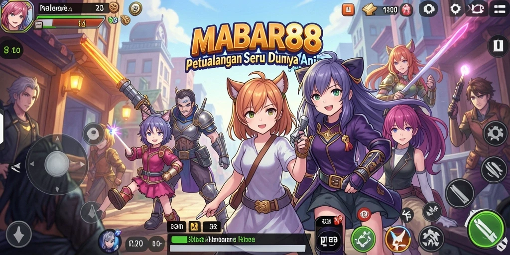 Tampilan gameplay seru dalam MABAR88 dengan karakter anime terkenal.