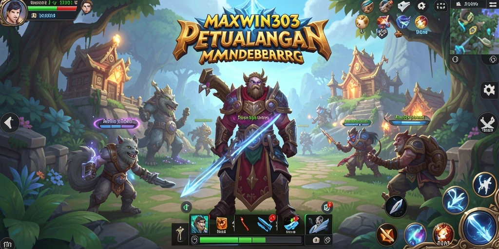 Screenshot gameplay MAXWIN303 yang menampilkan pertarungan epik dalam dunia MMORPG.