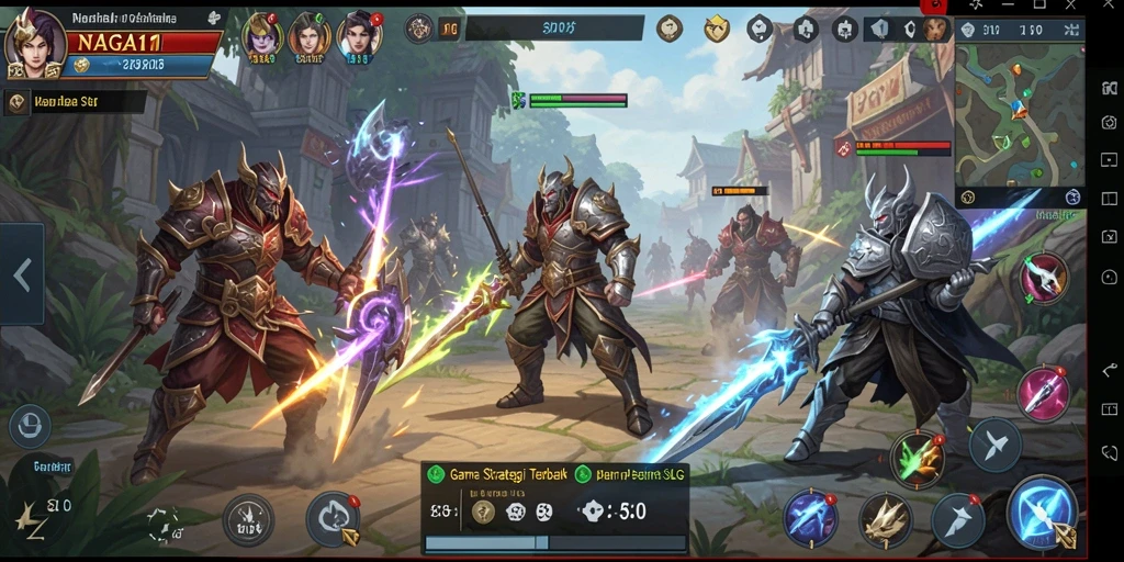 Tangkapan layar gameplay NAGA11 menampilkan pertempuran strategis yang intens.