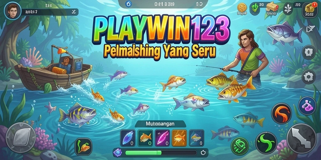 Screenshot dari aksi memancing seru di PLAYWIN123