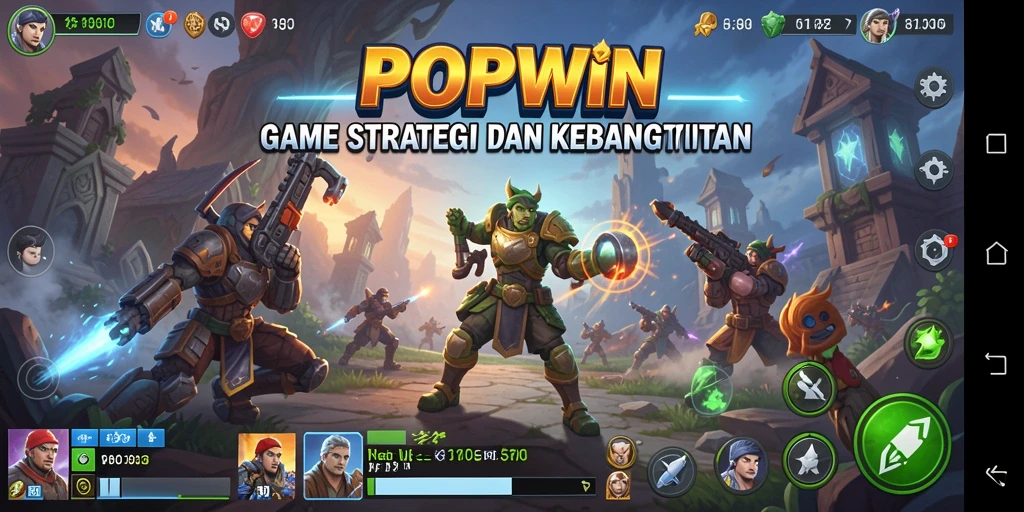 Tangkapan layar utama POPWIN yang menunjukkan aksi gameplay SLG.