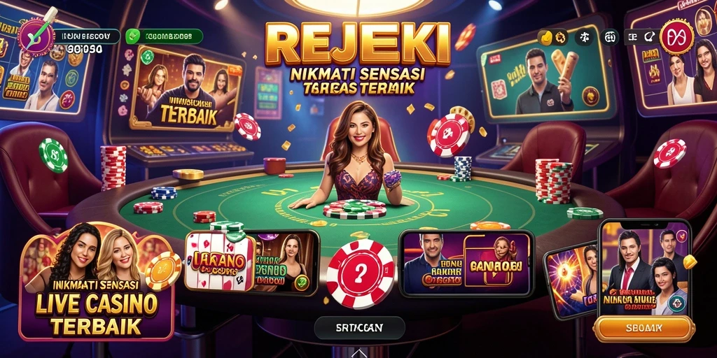 Screenshot gameplay Live Casino REJEKI yang mendebarkan dan interaktif.