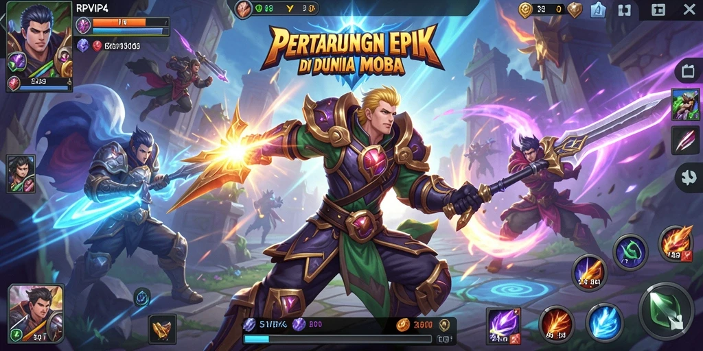 Tangkapan layar gameplay RPVIP4 menampilkan aksi tim yang seru dan strategi mendebarkan.
