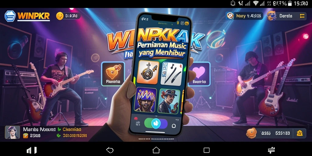 Screenshot WINPKR menunjukkan gameplay musik yang seru dan interaktif.